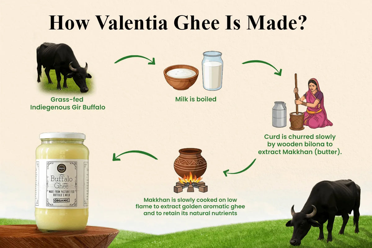 Buffalo Ghee | Traditional Bilona Method | From Grass-Fed Murrah Buffaloes | 100% Purity Guaranteed